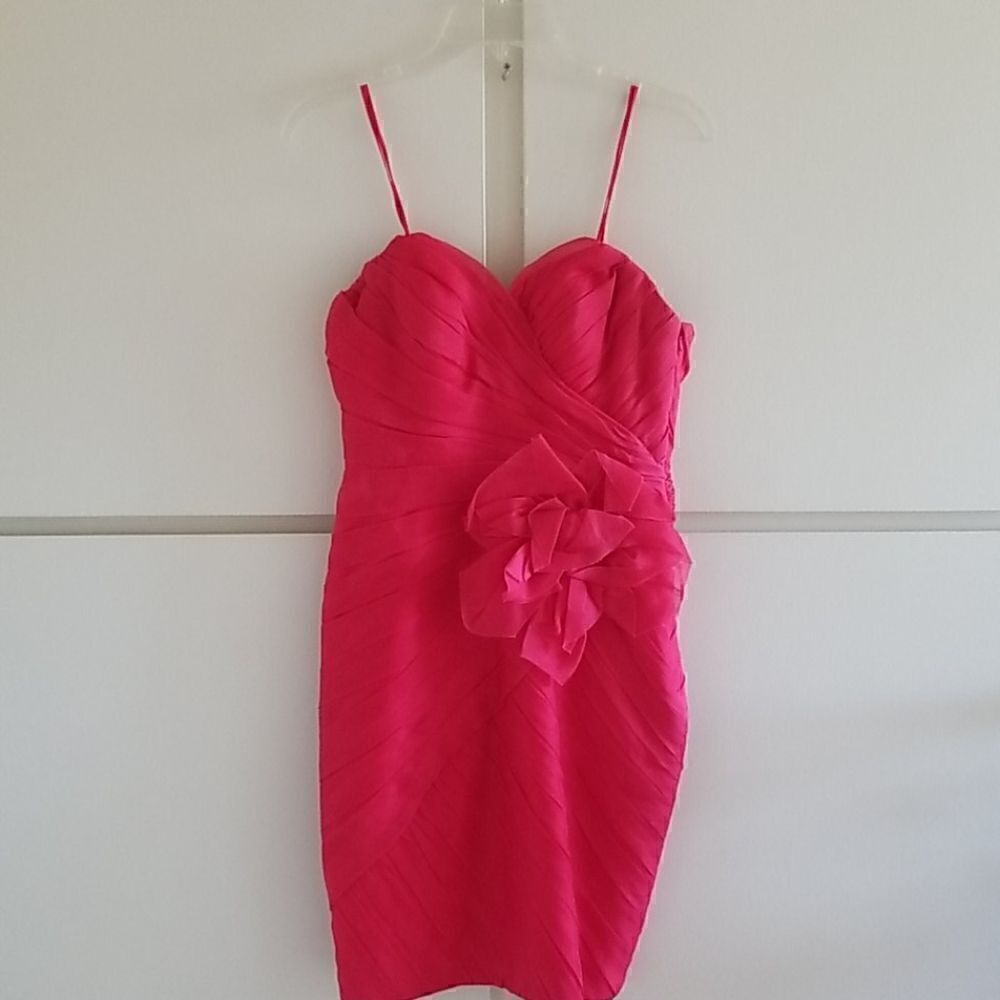 THEIA Dress, beautiful Red Silk Organza Strapless